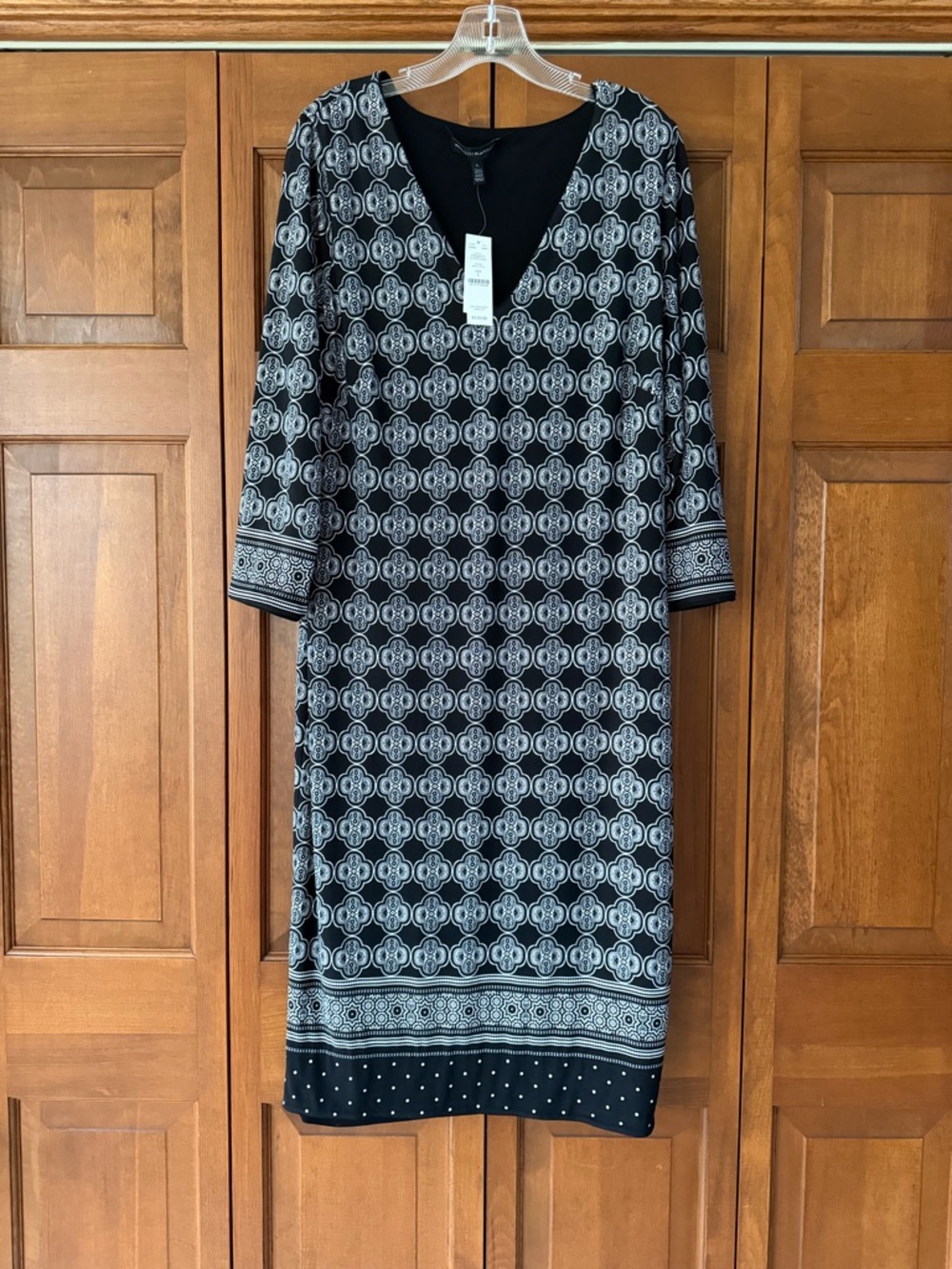 White House Black Market Black & White Patterned Dress - Reversible to Black